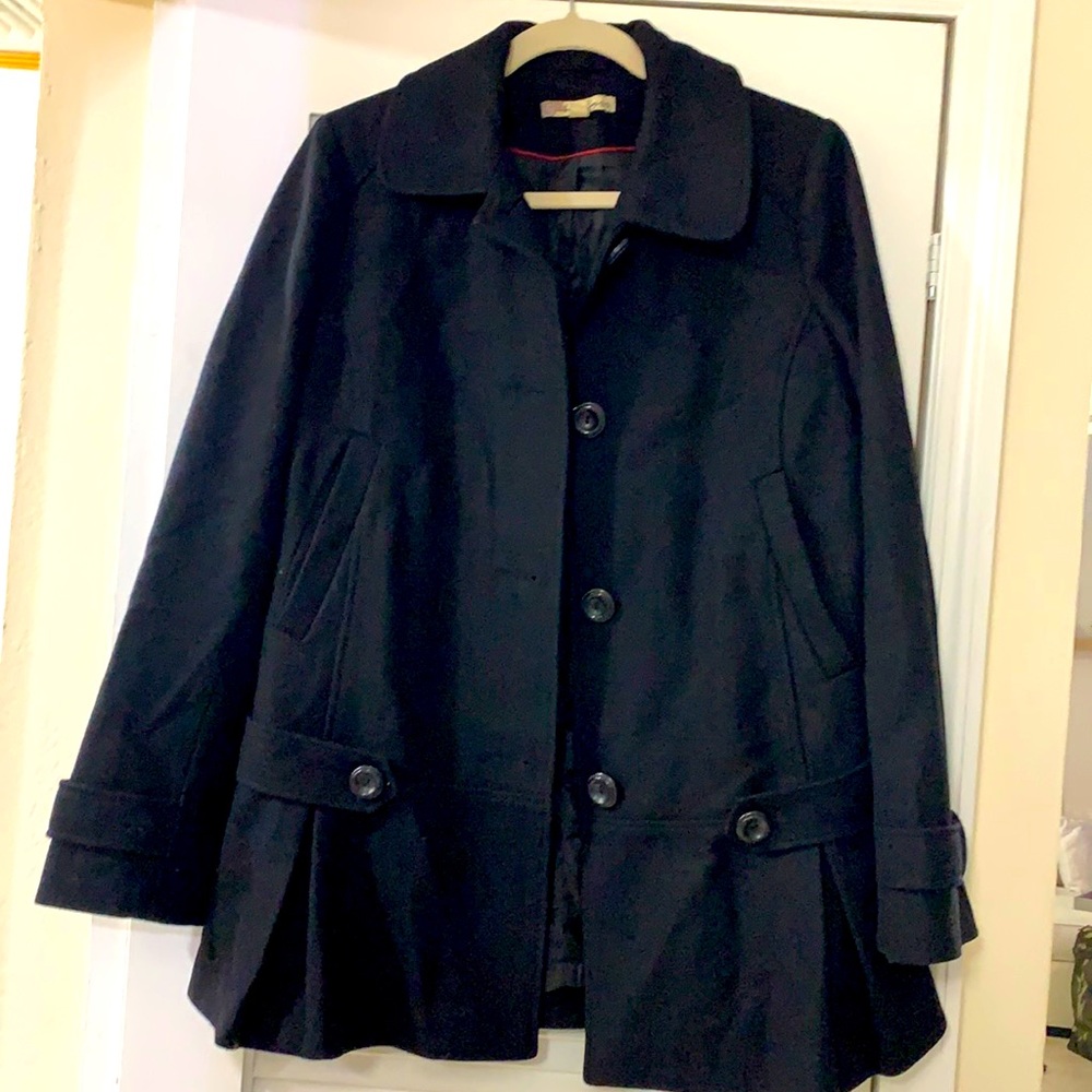 Black Pleated Wool Coat